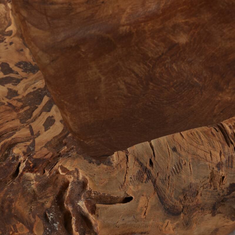 Teakwood Decorative Bowl Rustic Design Casual Home Decor - 5" Brown - 30" x 11" x 5"