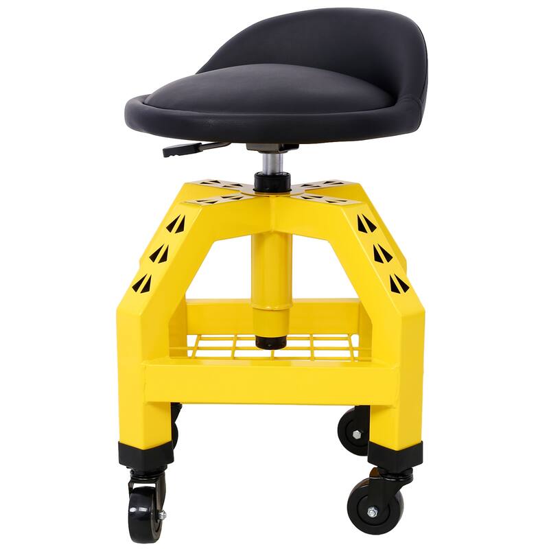 Pneumatic 360 Degree Swivel Stool, Mechanics Rolling Creeper Seat, Heavy Duty Rolling Mechanics Stool, Shop Stool with Casters