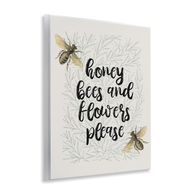 Stupell Honey Bees & Flowers Please Wall Plaque Art Design By Lil' Rue