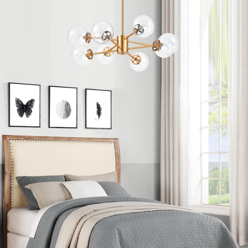 CO-Z Modern Brass 8-light Linear Sputnik Chandelier