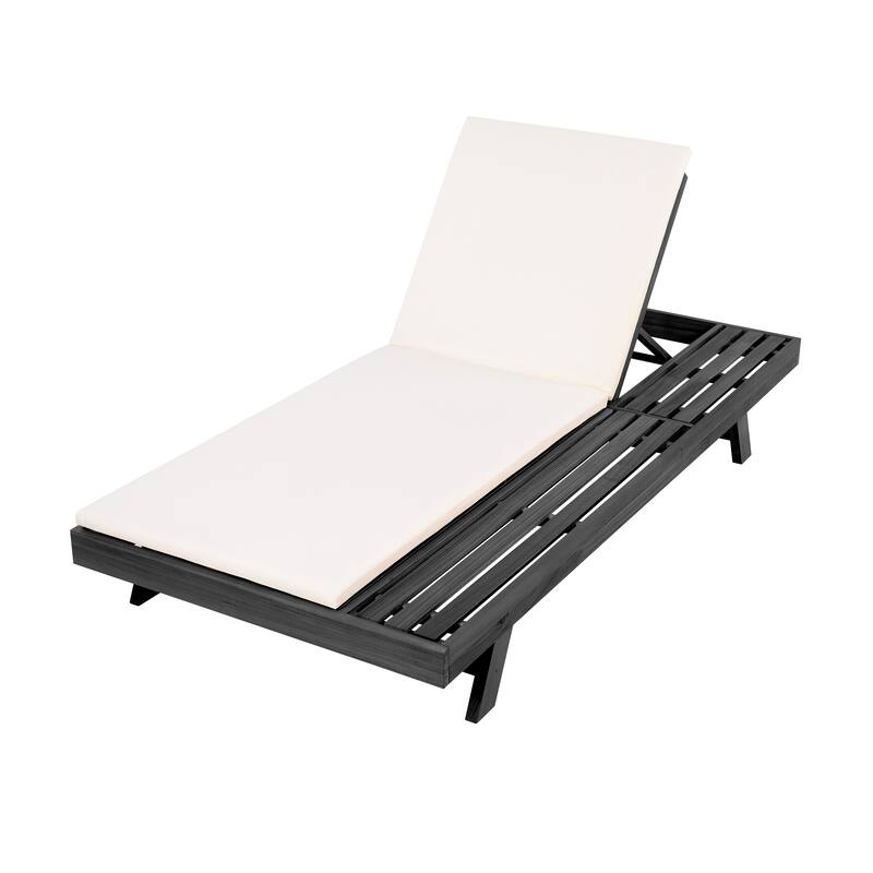 Lounge Chair Set with Open-Sided Design Black Lacquered Locust Wood Frame with Waterproof Cushions