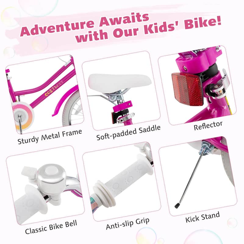 Costway 16" Kids Bicycle with Basket Doll Seat Colorful Streamers - See Details