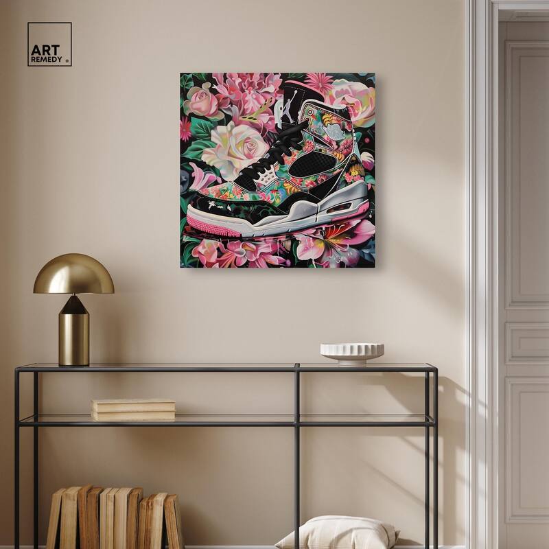 Hidden in Floral Bloom Sneaker Canvas by Art Remedy, Gallery Wrapped