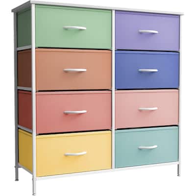 Sorbus Kids Dresser with 8 Drawers Storage Chest Tower Unit - Steel Frame, Wood Top, Tie-dye (Pastel 2)