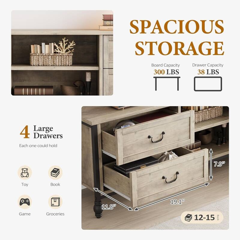 Modern Large TV Stand with Storage, Entertainment Center for Living Room - N/A