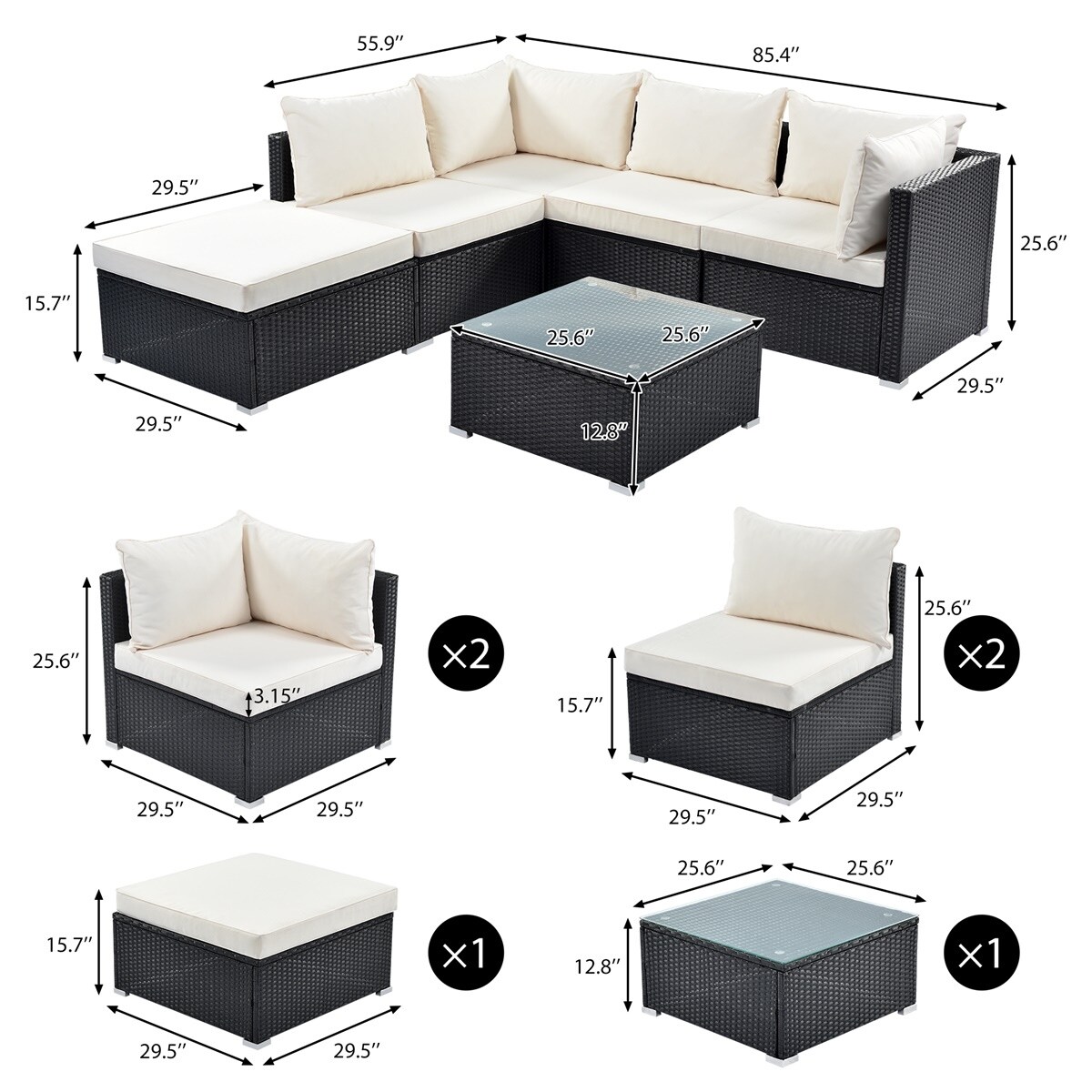 merax 6 piece patio furniture