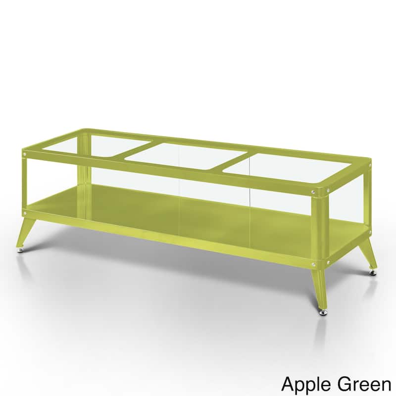 Hind Modern Metal Glass Top 1-Shelf TV Console by Furniture of America