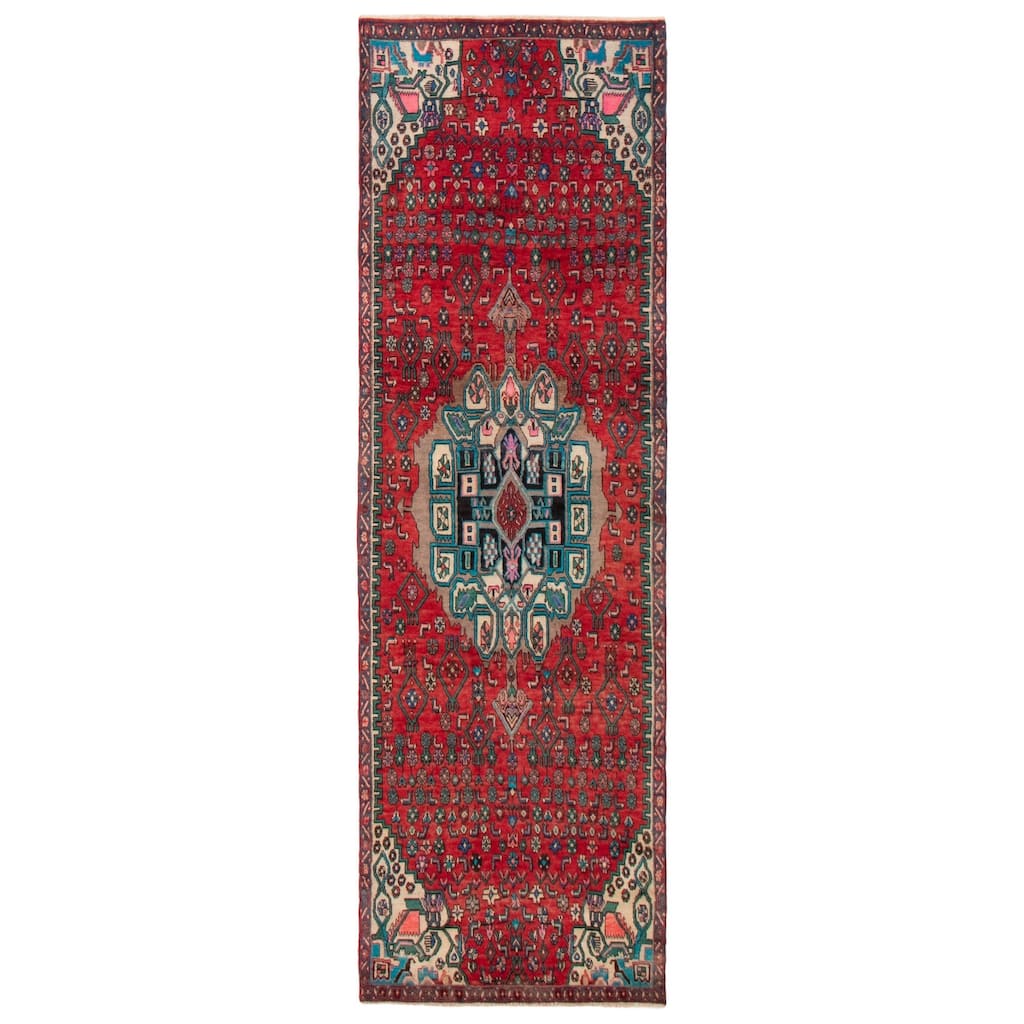 ECARPETGALLERY Hand-knotted Andelz Red Wool Rug - 3'2 x 10'2