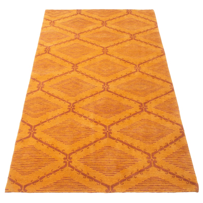 ECARPETGALLERY Hand-knotted Opulence Light Brown Wool Rug - 4'2 x 8'10