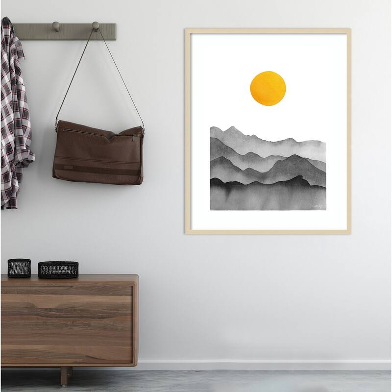 Black Yellow Mountain Range Silhouette by Cat Coq Framed Wall Art Print