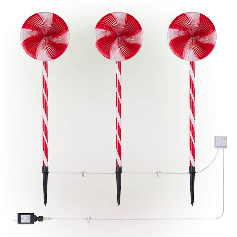 Alpine Corporation Holiday Décor Garden Stake with LED Lights, Multi-Pack