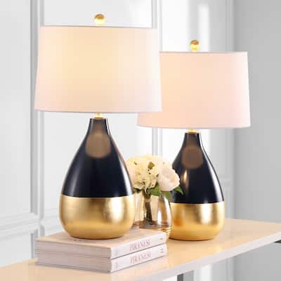 SAFAVIEH Lighting 24-inch Kingship Navy/ Gold Table Lamp (Set of 2)