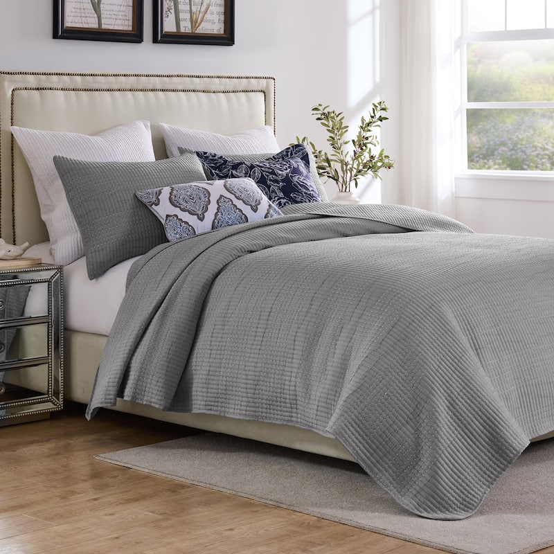 Greenland Home Textured Fashion Finely Stitched Quilted Coverlet Set