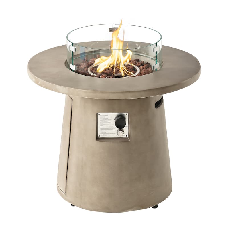 COSIEST 31-Inch Round Outdoor Propane Fire Pit,40,000 BTU Smokeless with Fire Glass