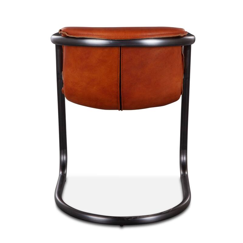 Chiavari Set of Two Distressed Leather Dining Chairs