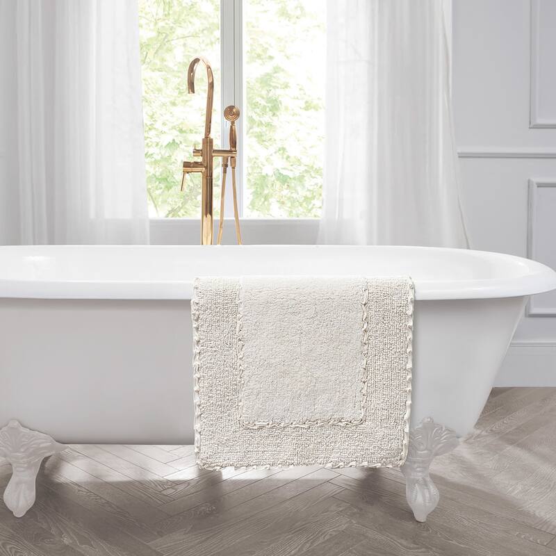Laura Ashley Ruffle Border Pure Cotton Bath Rugs