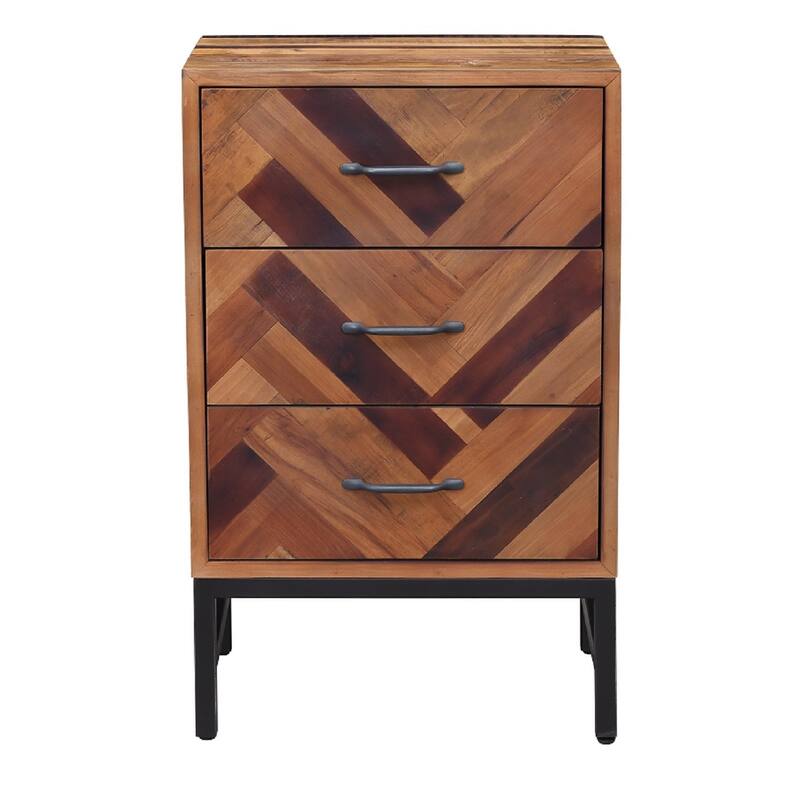 Benton Oak Wood 3 Drawer Nightstand