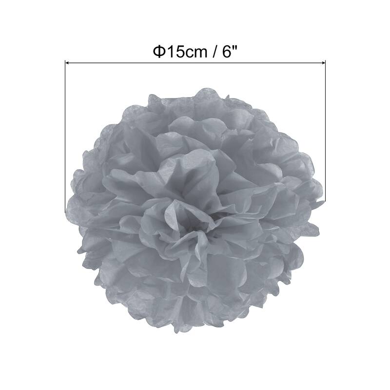 10Pcs 4" Tissue Pom Poms Paper Flowers Ball Party Wedding Decor - Grey - 6"