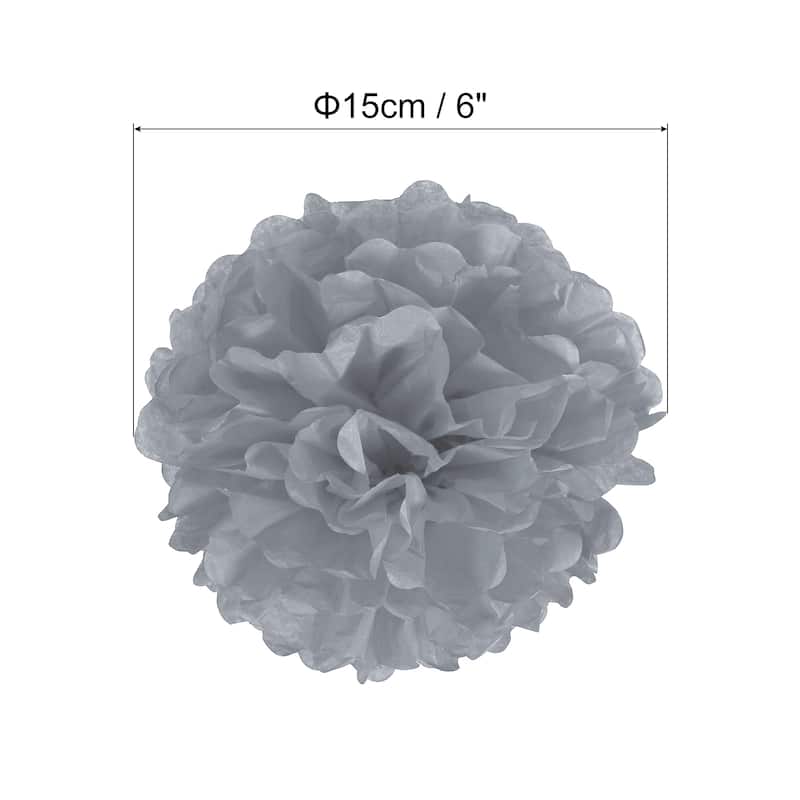 20Pcs Tissue Pom Poms Paper Flowers Ball Party Wedding Decor - Grey - 6"