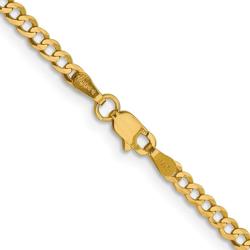 Curata 10k Yellow Gold 3.1mm Light Flat Miami Curb Chain Bracelet Options: 7" 8"