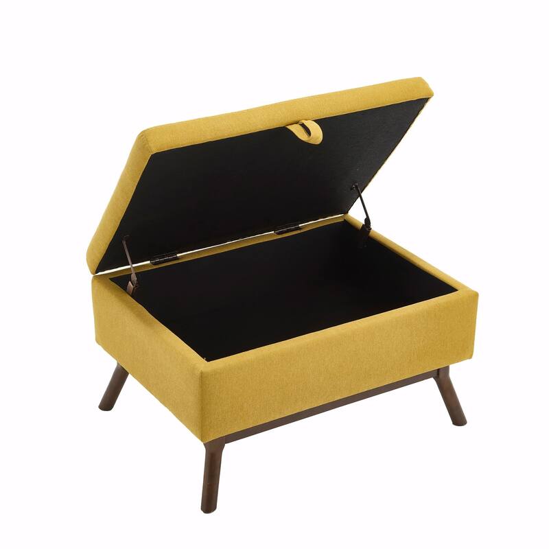 Mid-Century Modern Square Coffee Table with Storage Bench