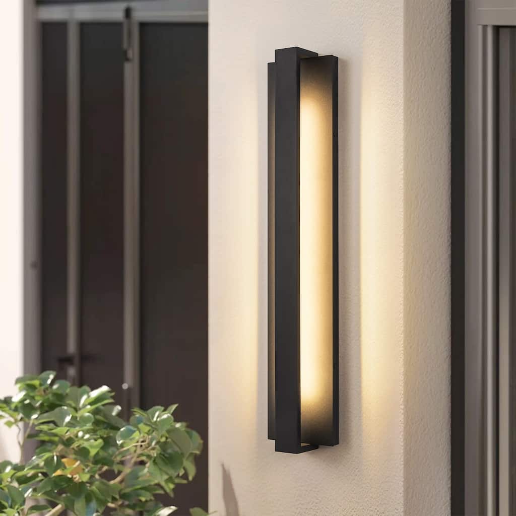 Modern Black Outdoor Wall Lights Aluminum Linear Dimmable LED Wall Sconce Lights for Outside