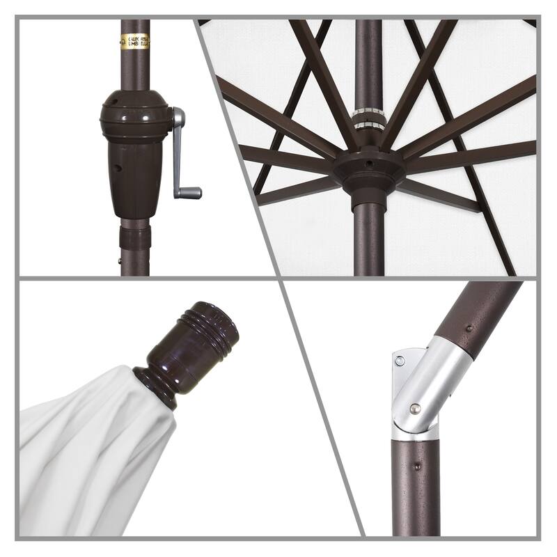 California Umbrella 11' Rd Sunset Series Patio Umbrella Bronze Aluminum Frame Crank Lift Auto Tilt Sunbrella