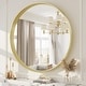 preview thumbnail 16 of 61, Round Tempered Glass and Metal Framed French Cleat Mounted Wall Bathroom / Vanity Mirror 40" x 40" - Gold