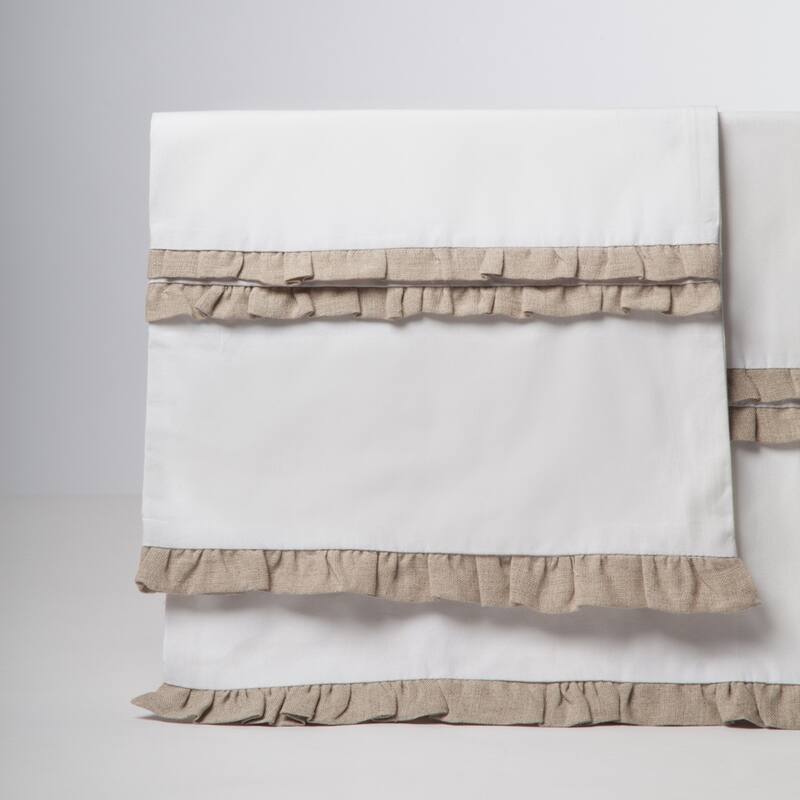 Dainty Cotton Linen Ruffle Pillowcase Set