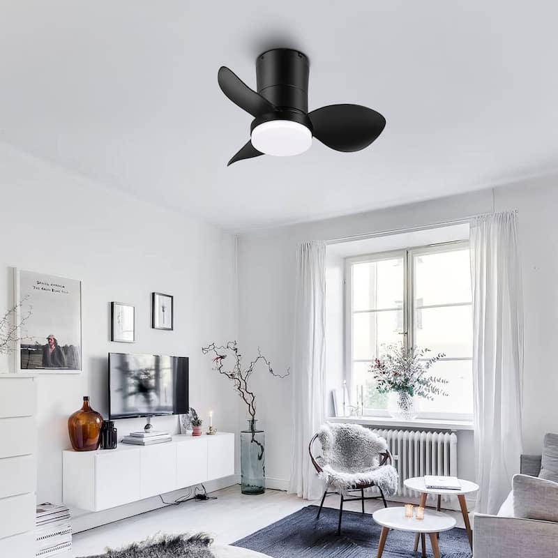 MLiAN 22 inch 3 ABS Blades Smart indoor LED Ceiling Fan with Remote - Black