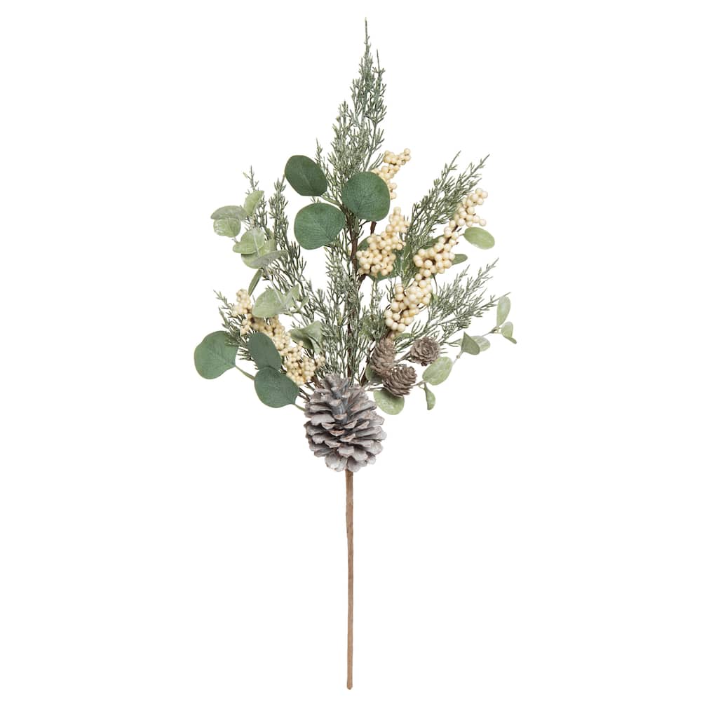Transpac Foam 24 in. Green Christmas Eucalyptus Berry Pine Pick