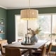 preview thumbnail 2 of 9, Jillian 4-Light Rattan Drum Chandelier Light with Brass Canopy - 18'' W