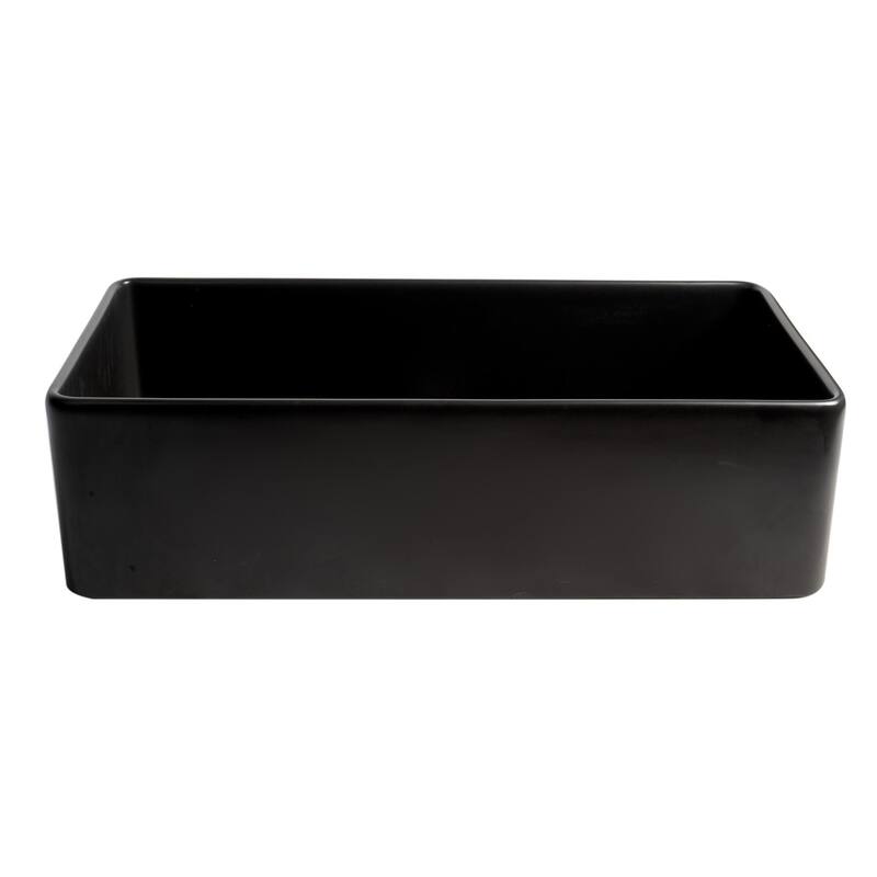 Black Matte Smooth Apron 36" x 18" Single Bowl Fireclay Farm Sink