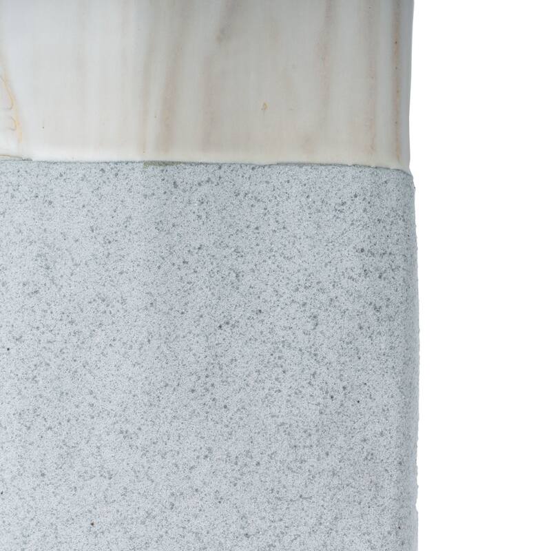 12" Brown Light Blue And Off White Color Block Square Ceramic Table Vase - 5