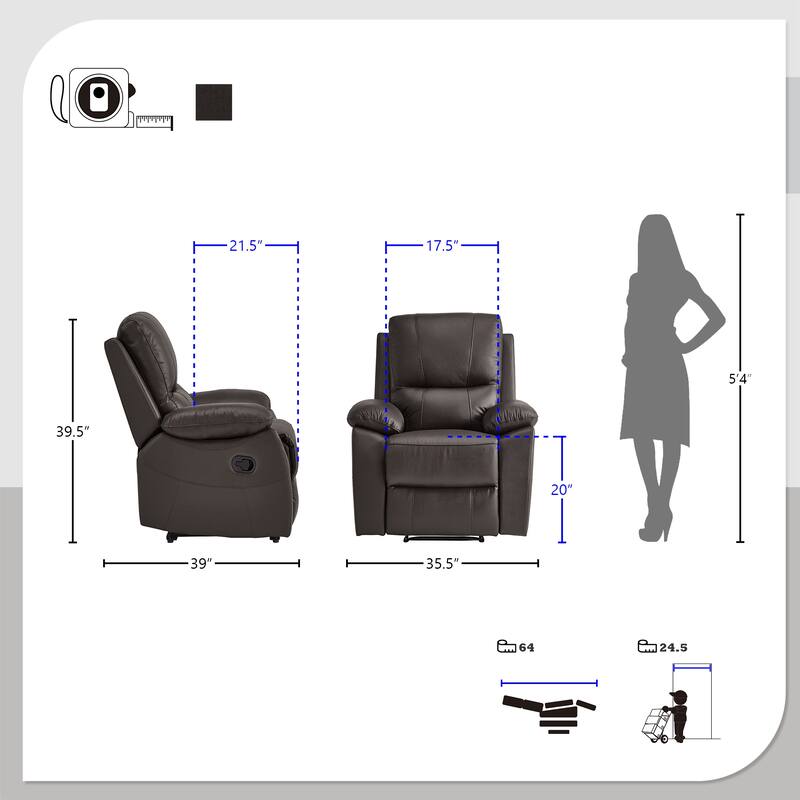 Harrington 3-Piece Faux Leather Manual Reclining Living Room Sofa Set