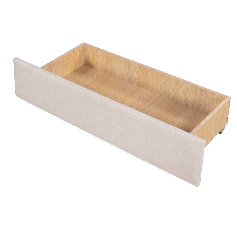 Full Linen Daybed with Drawers & Button Tufted Back
