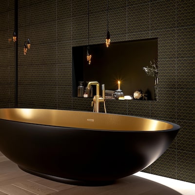 Merola Tile Art Deco Mahattan Black 11-3/4" x 11-3/4" Porcelain Floor and Wall Tile