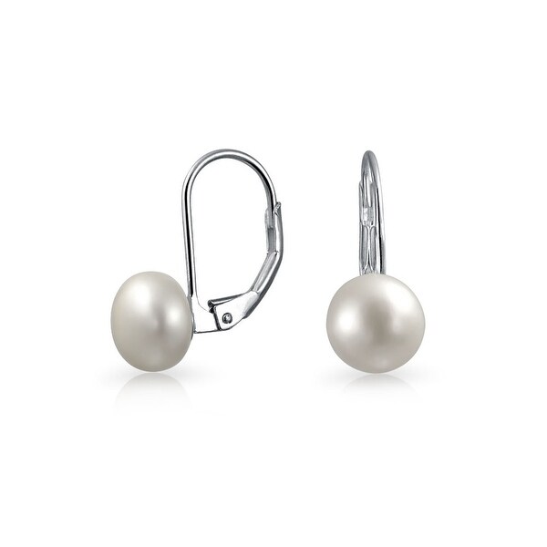 Bling Jewelry Sterling Silver White Freshwater Cultured Pearl Bling Jewelry Sterling Silver White Freshwater Cultured Pearl Leverback Earrings 8mm