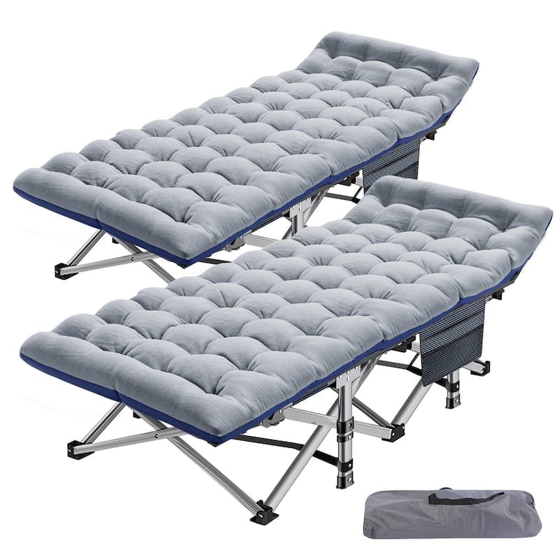 DoCred Portable Folding camping Bed with Mattress, Guest Cot Bed，2PCS - 75" - Grey-2