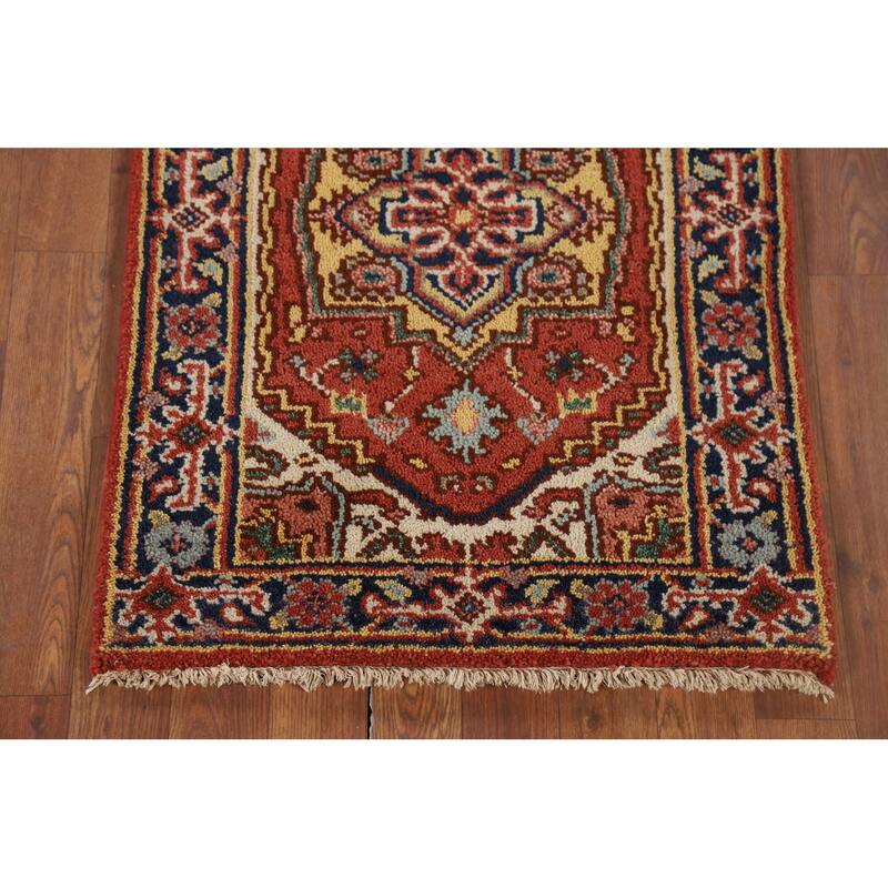Orange Heriz Serapi Indian Accent Rug Handmade Wool Carpet - 2'0" x 3'0"