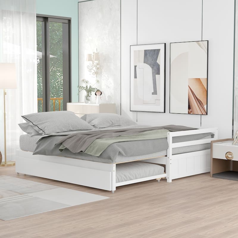 Twin or Double Twin Daybed with Trundle Simple Design, HighQuality Pine Wood and MDF