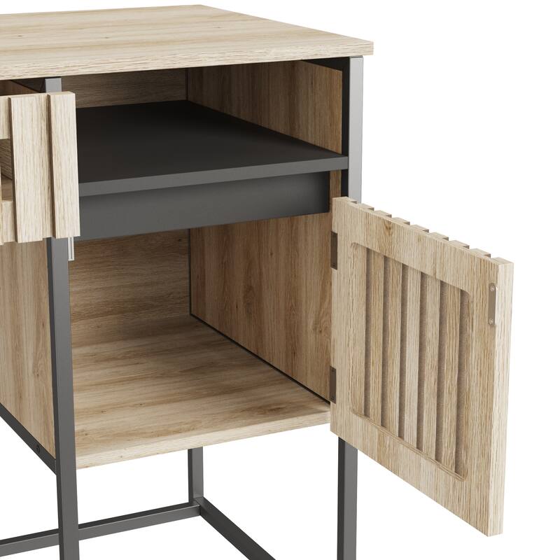 Fluted Desk Computer Desk Dresser Table with Drawers, Storage T-shape Computer Desks Gaming Desks Secretary Desks Writing Desks