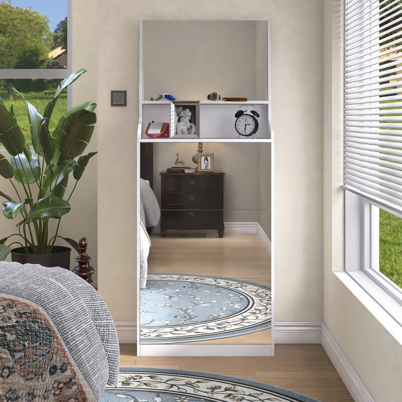 Freestanding Shoe Storage Rack Cabinet with 3 Mirrors, Durable MDF Design, Perfect for Hallway or Bedroom Organization