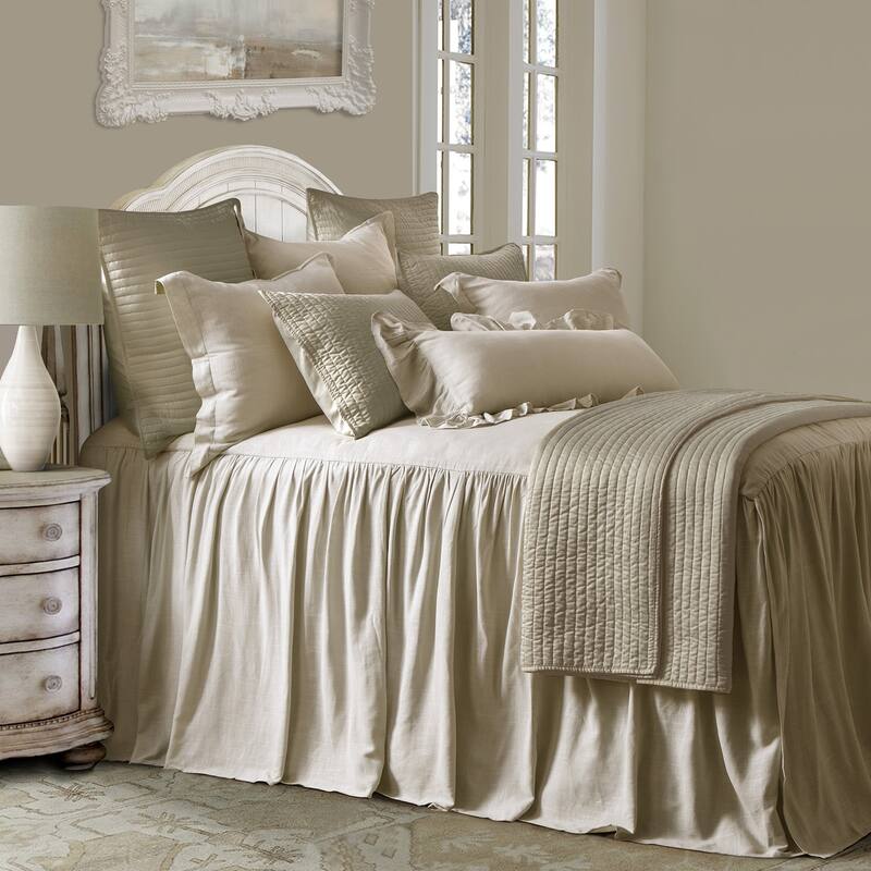 HiEnd Accents Luna Washed Linen Romantic Shabby Chic 3 Piece Bedspread Set