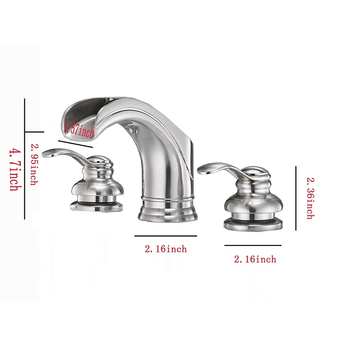 Vibrantbath Waterfall 8-16 Inch 3 Holes 2 Handles Widespread Bathroom Faucet