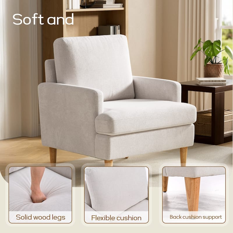 set of 1 Accent Chair for Bedroom Living Room with Wood Legs