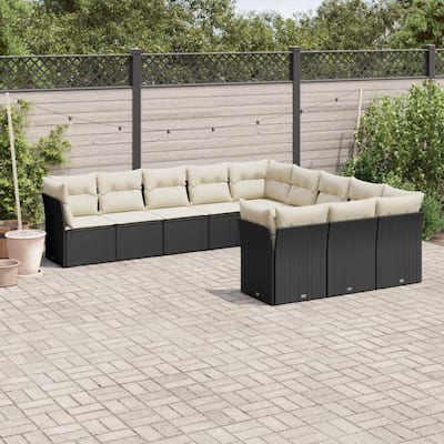 vidaXL Garden Sofa Set Black, Cream white - 24.4 x 24.4 x 27.2