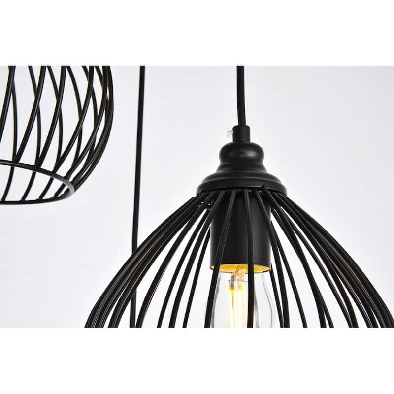 Elegant Lighting Sayer 3 Light 16" Wide Pendant with Aluminum Shades