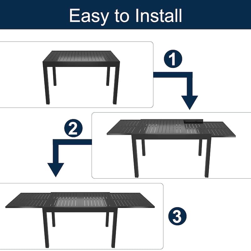 53"- 106" Aluminum Patio Extendable Dining Table