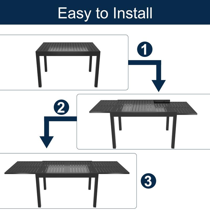 9 Pieces Outdoor Dining Set with Extendable Dining Table